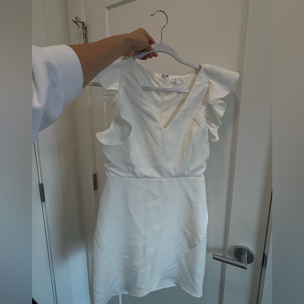 White Ruffle Sleeve Dress